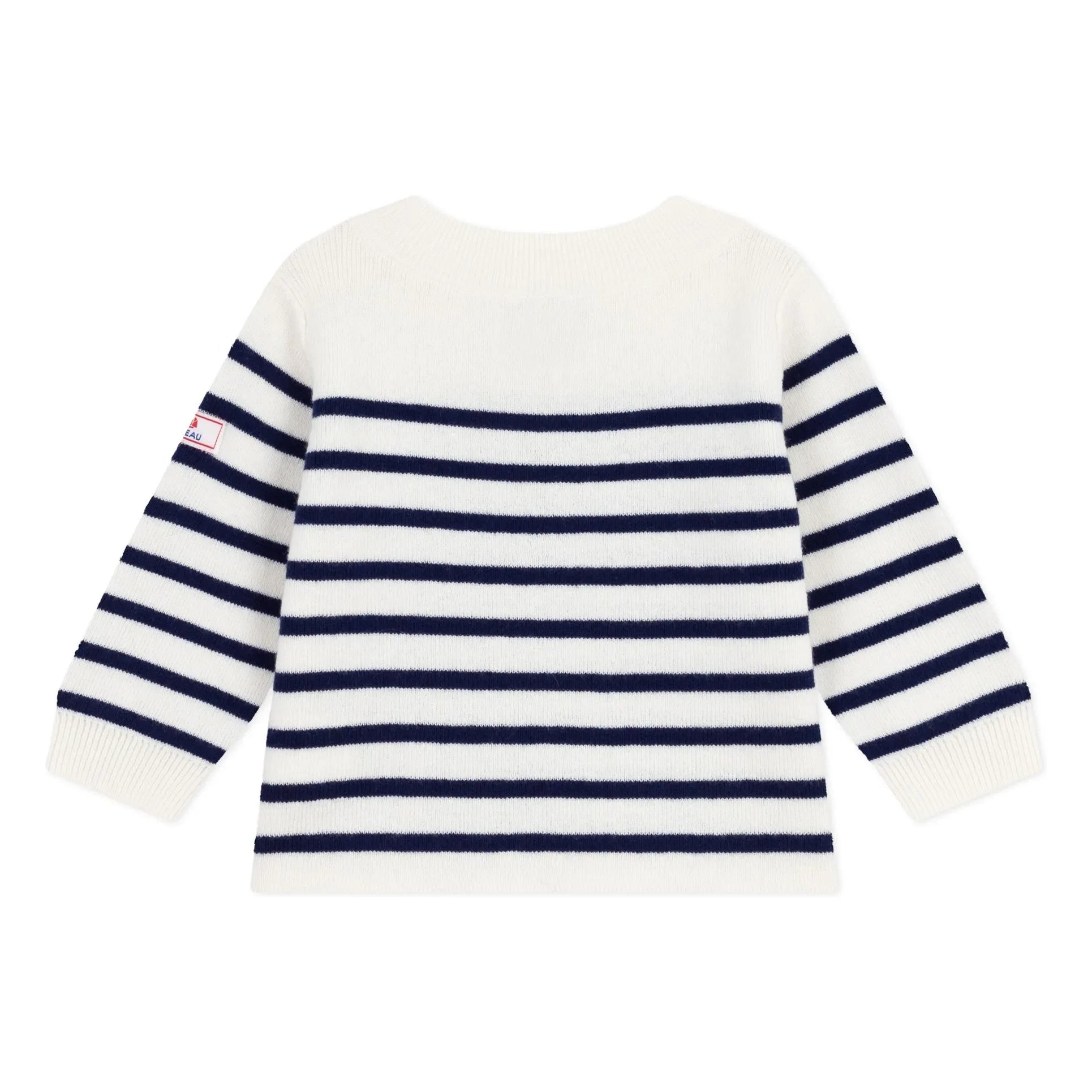 Petit Bateau - Logo-Wollpullover Bretonisches Streifenmuster | Weiß