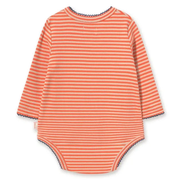 Tinycottons – Gerippter Wickelbody aus Bio-Baumwolle mit Streifen | Rot