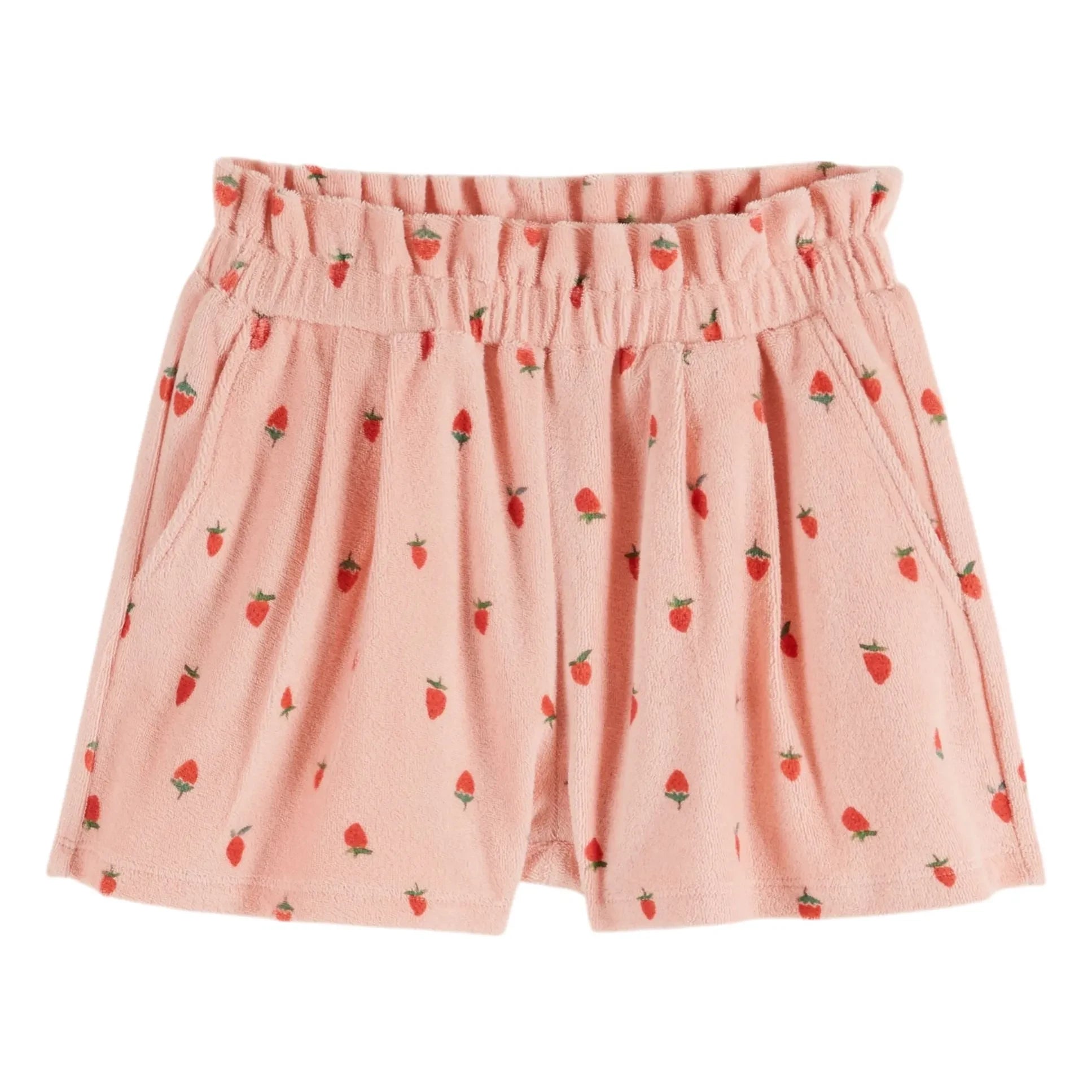 Emile et Ida – Erdbeer-Frottee-Shorts aus Bio-Baumwolle | Pink
