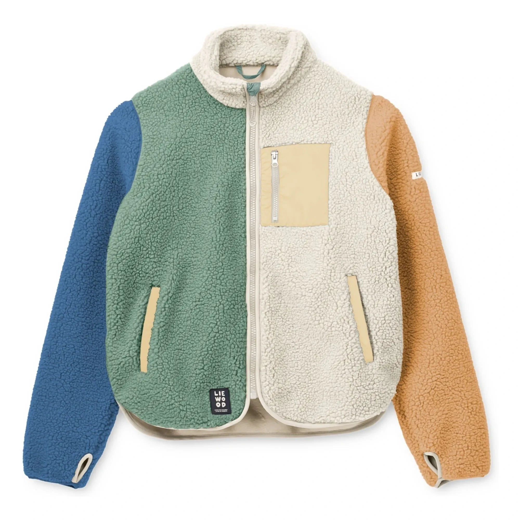 Liewood – Nelson Sherpa Jacke mit Farbblock aus recycelter Faser | Grün