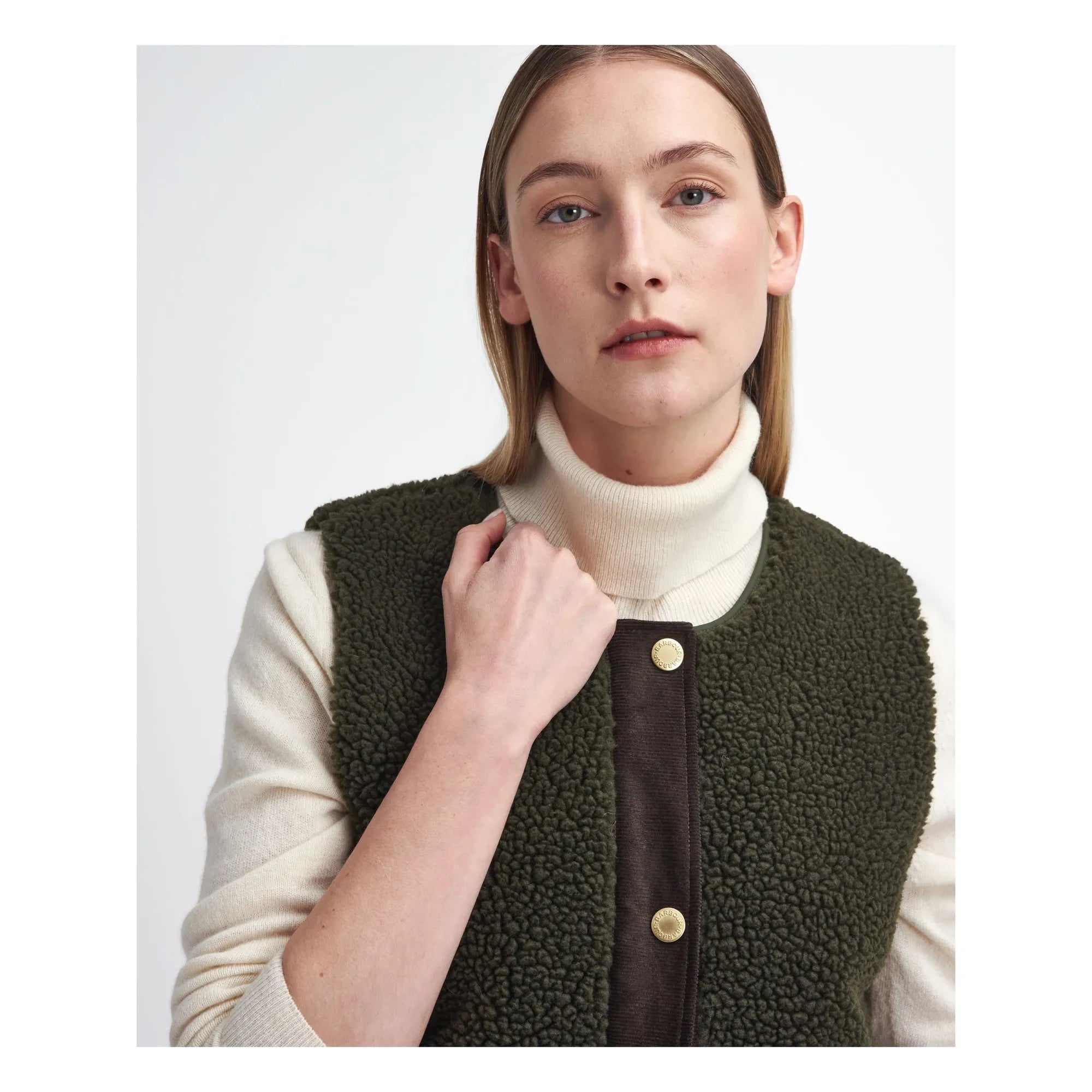 Barbour - Dulsie Shearling Weste | Olivgrün