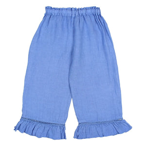 Búho – Leinenhose mit Rüschen | Hellblau
