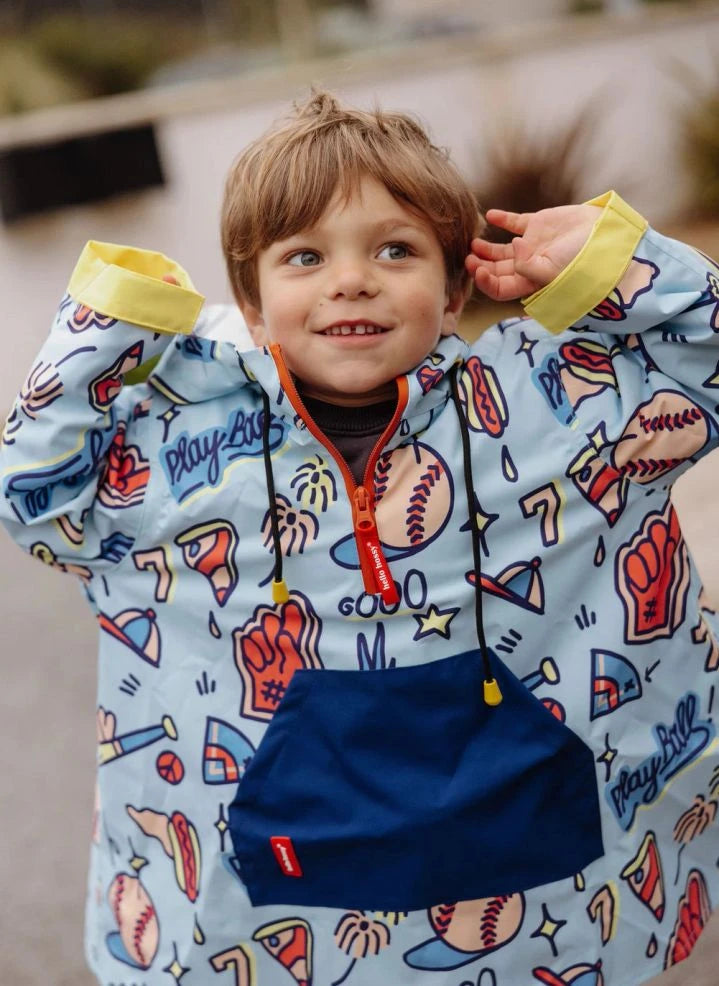 Hello Hossy - Regenponcho für Baseballspiele | Blau