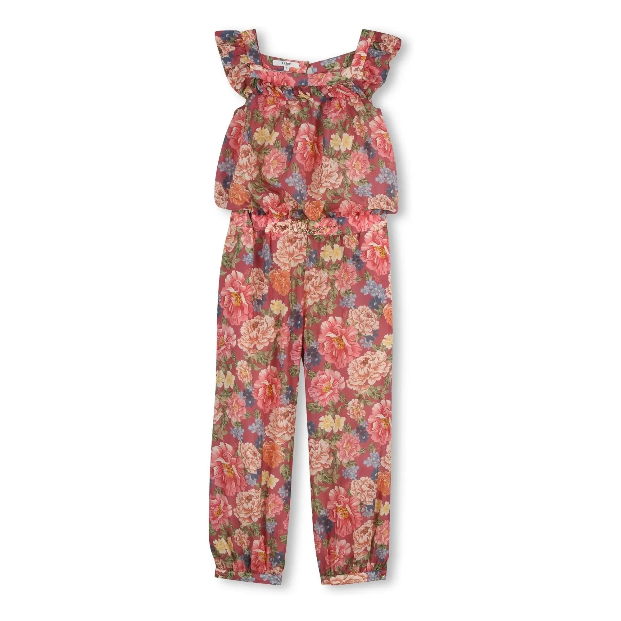 Chloé - Overall aus Bio-Baumwolle mit Blumenmuster | Altrosa