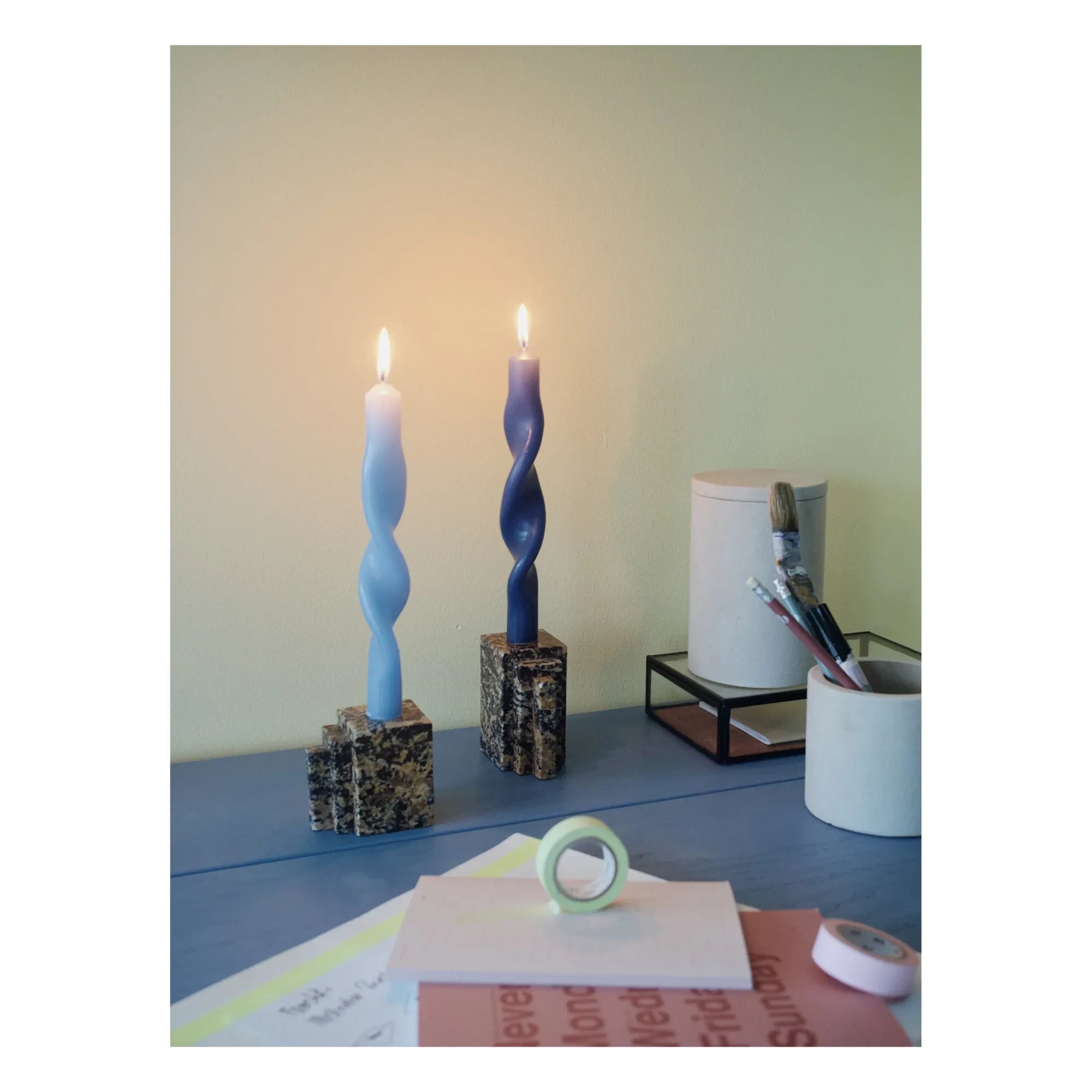 Broste Copenhagen - Gedrehte Kerzen - 2er Set | Hellblau