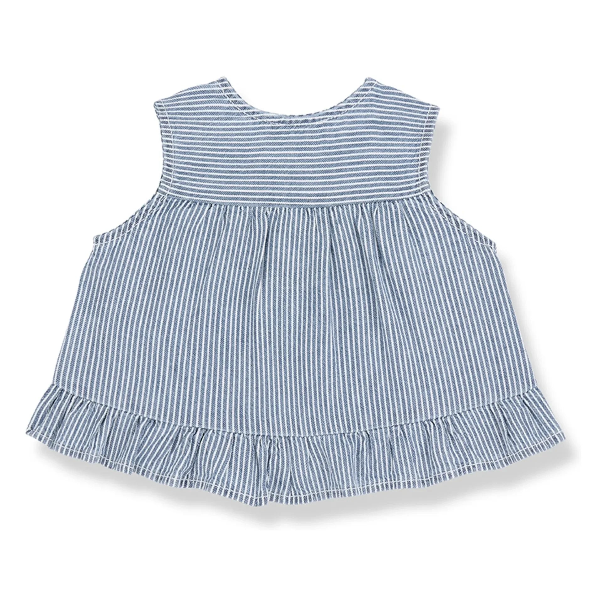 1+ in the family - Alcudia Gestreifte Denim Bluse Bio-Baumwolle | Hellblau
