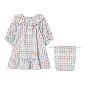 Tinycottons - Kirsch-Rüschenkleid | Eisblau