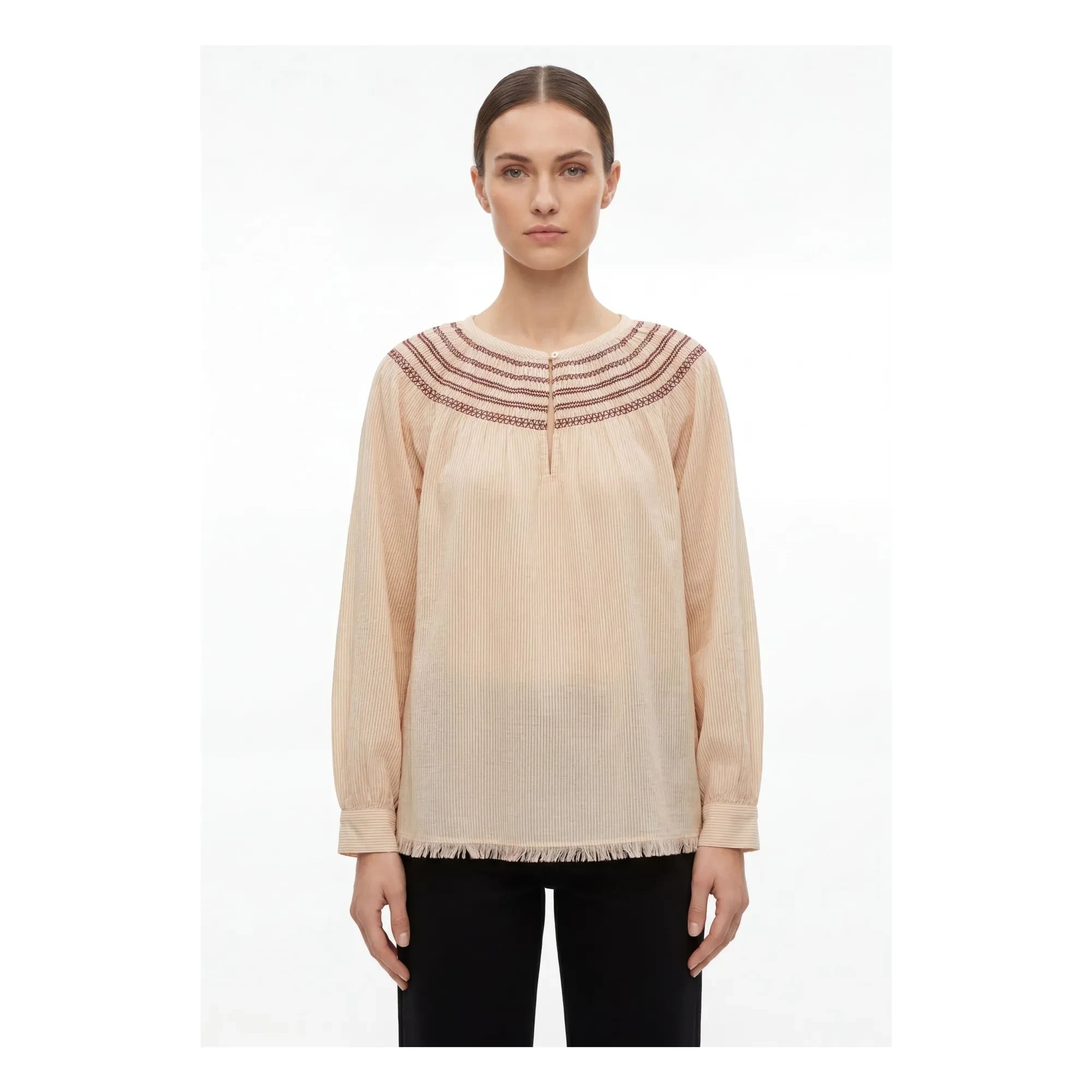 Hod - Orlina Baumwollbluse mit Raffung | Creme