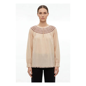 Hod - Orlina Baumwollbluse mit Raffung | Creme