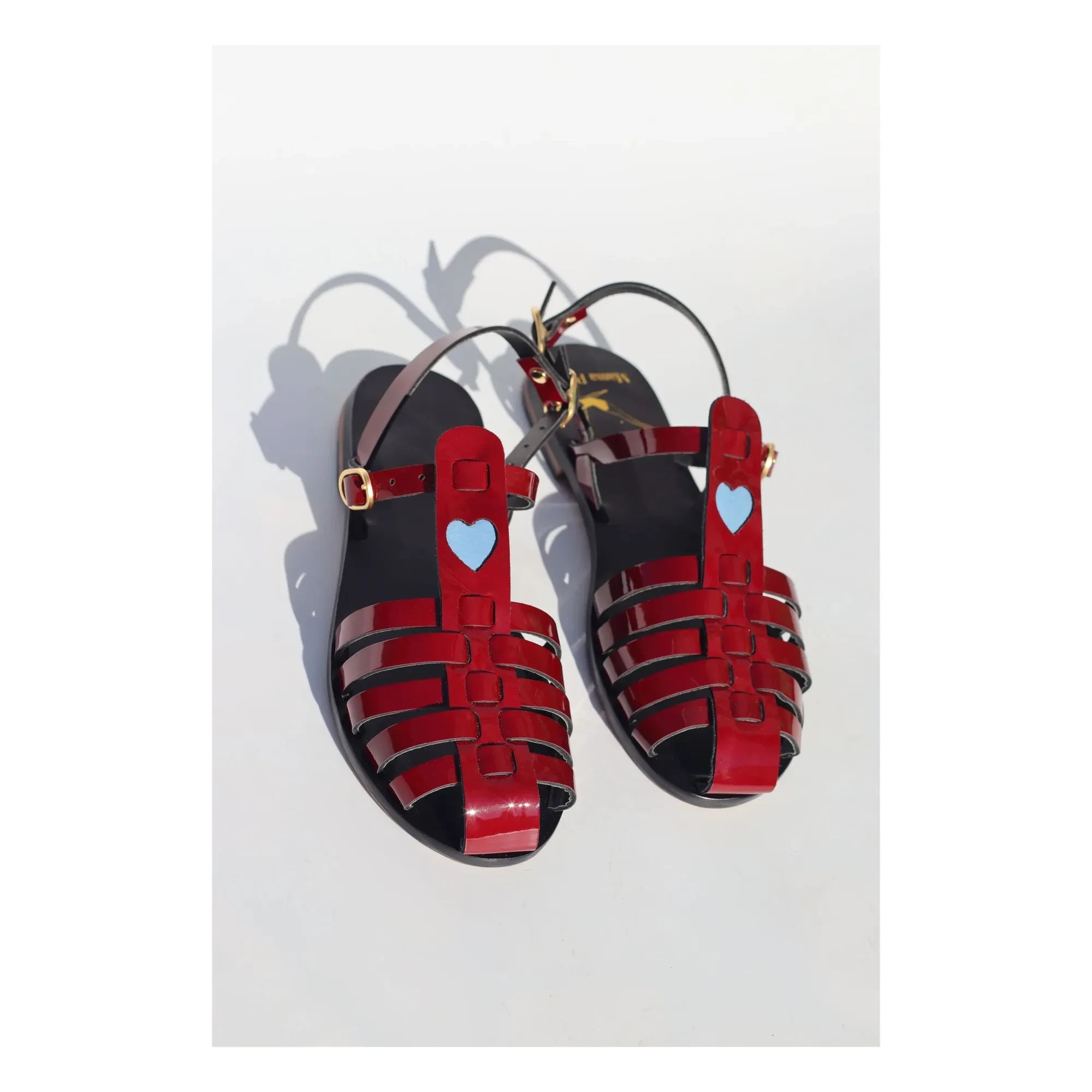 Mama Praïa - Fischer Sandalen mit Glitzerherz | Bordeaux