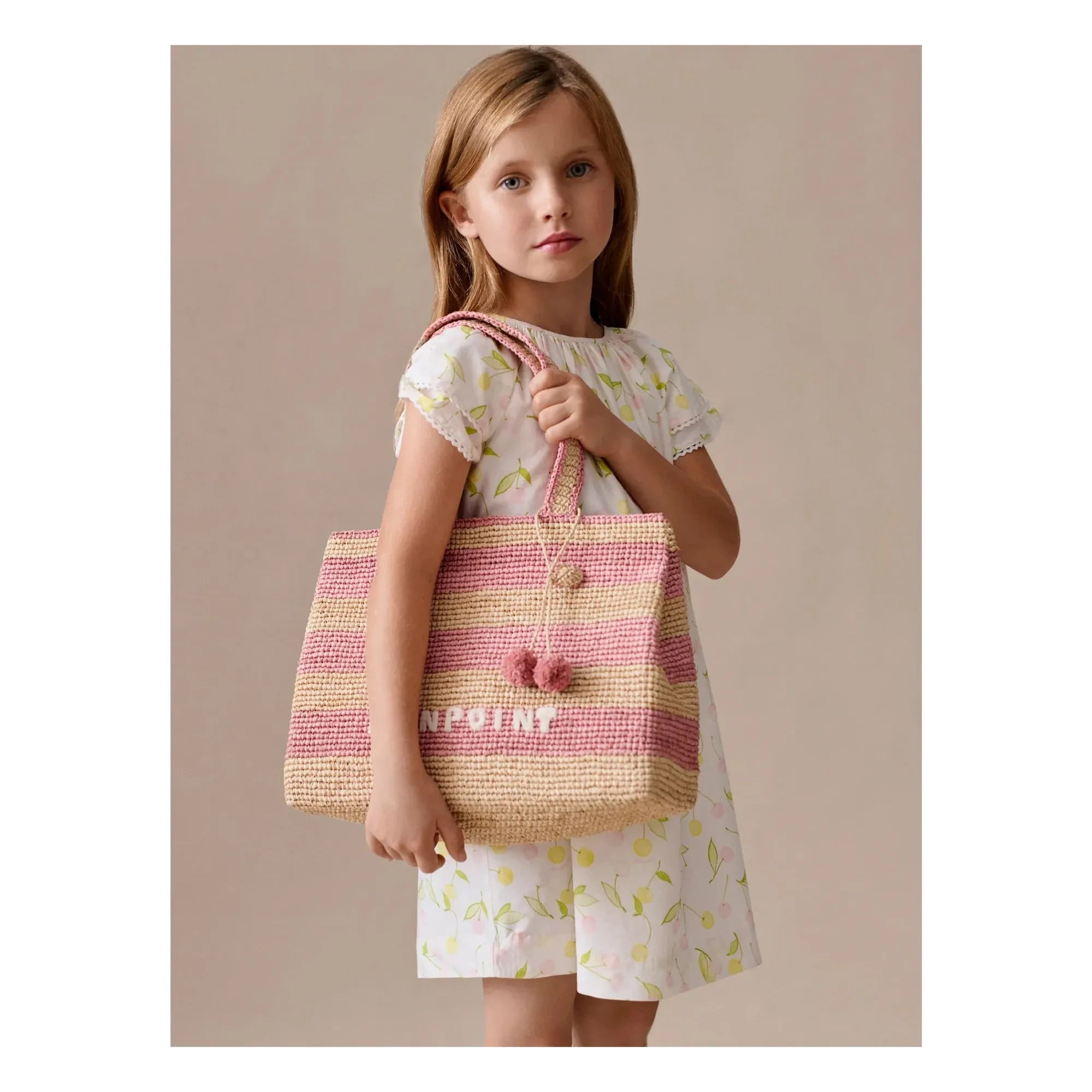 Bonpoint - Esma Gestreifte Basttasche | Natur