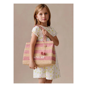 Bonpoint - Esma Gestreifte Basttasche | Natur