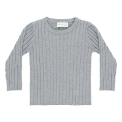 Rylee + Cru - Geripptes Mesh-T-Shirt | Graublau