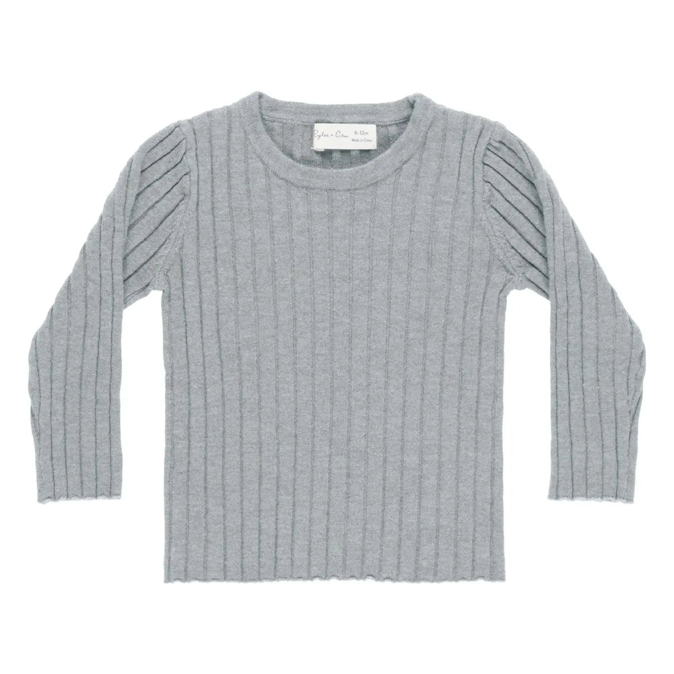 Rylee + Cru - Geripptes Mesh-T-Shirt | Graublau