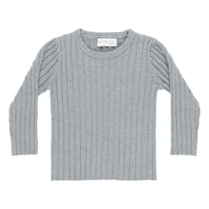 Rylee + Cru - Geripptes Mesh-T-Shirt | Graublau