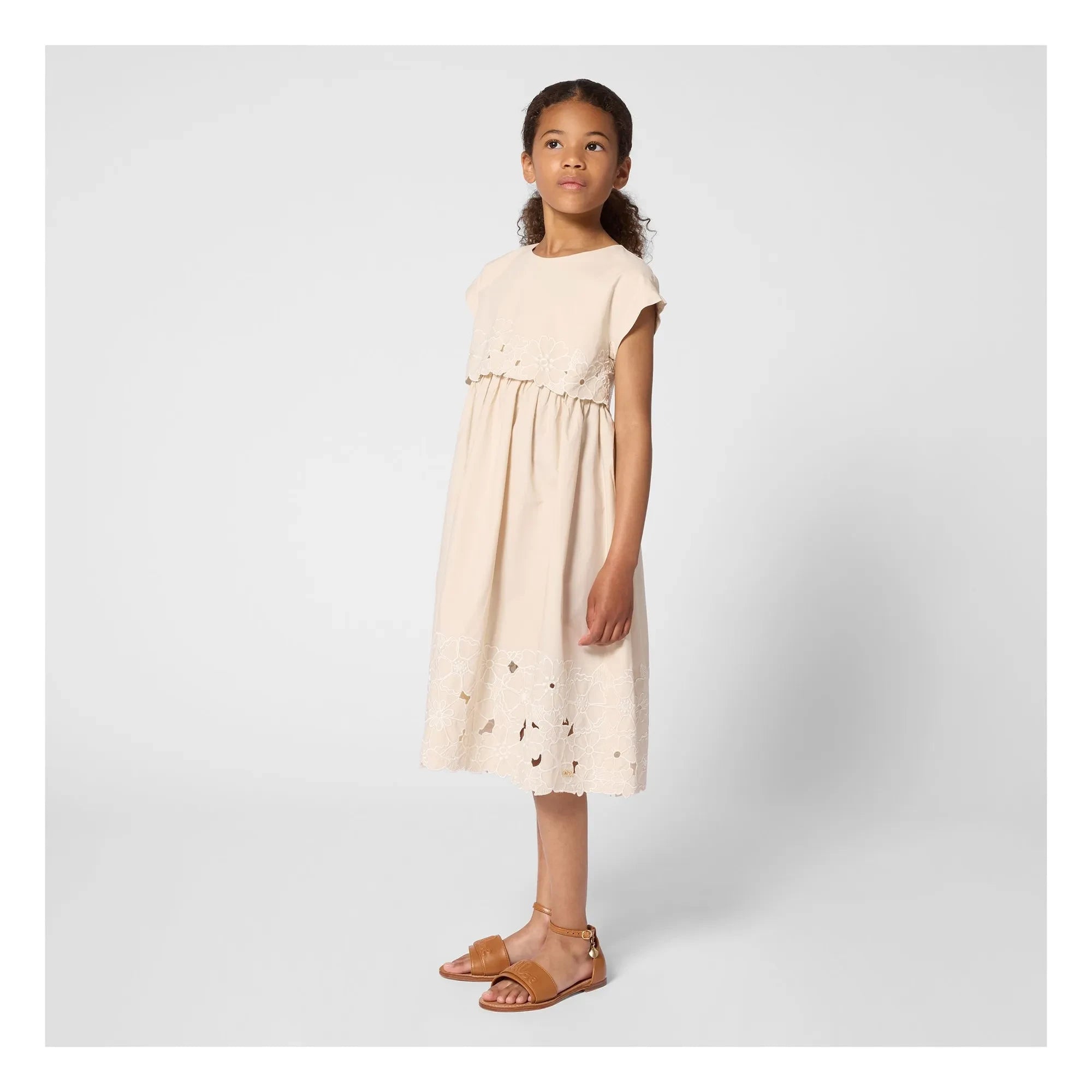 Chloé - Bio-Baumwoll-Kleid mit Stickerei | Puderrosa
