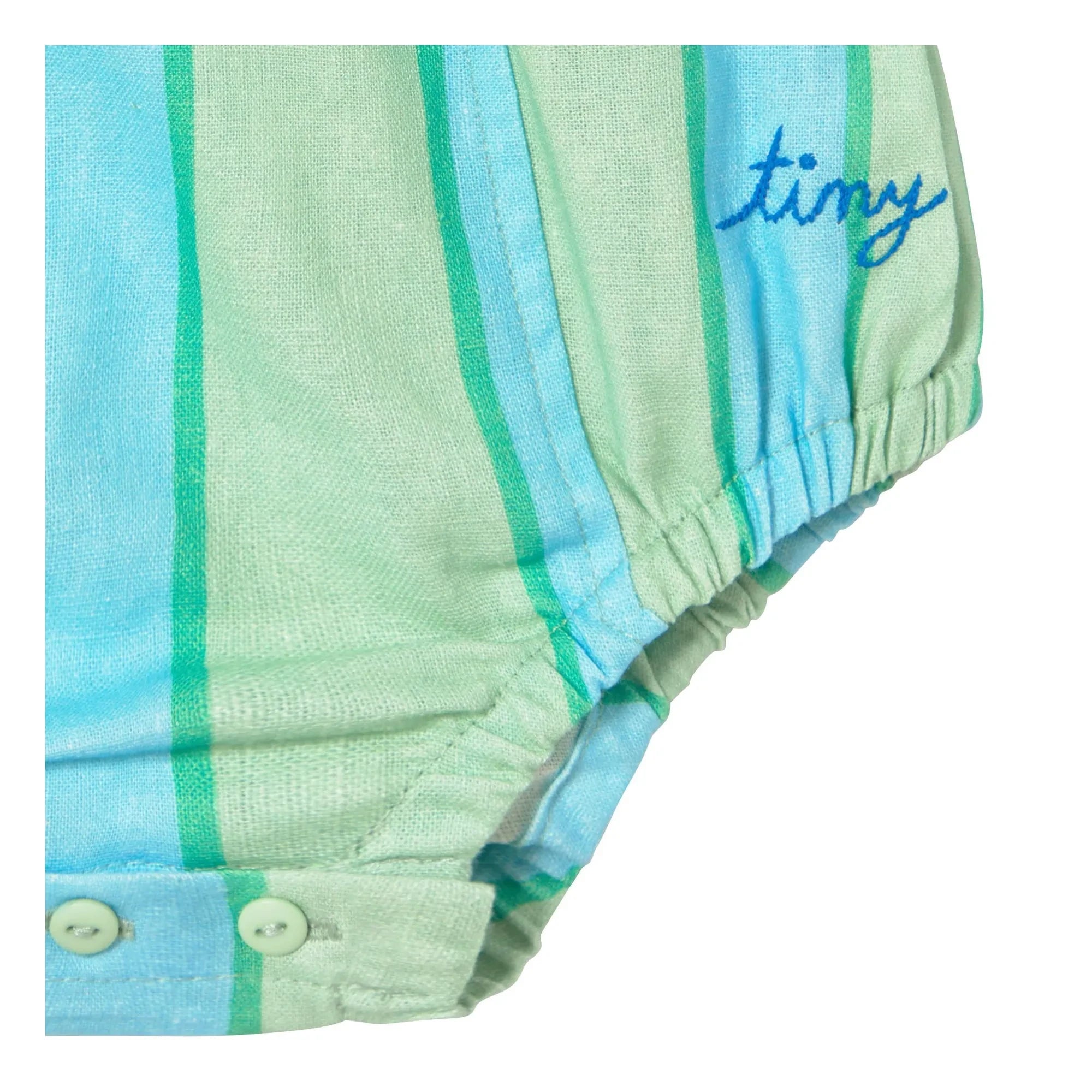 Tinycottons - Leinen gestreifter Overall | Grün