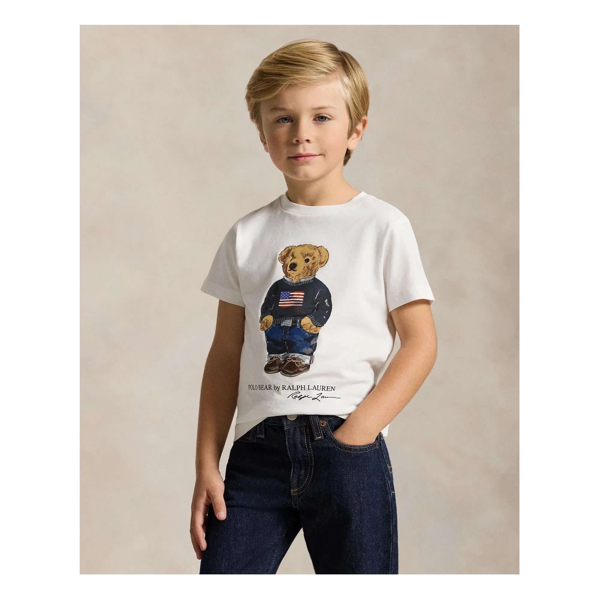 Ralph Lauren – Bären-Jersey-T-Shirt | Weiß