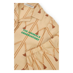 The Animals Observatory - Magpie Hemd und Shorts Set aus Bio-Baumwolle | Blassgelb