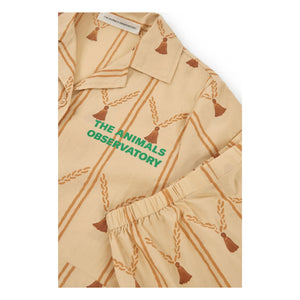 The Animals Observatory - Magpie Hemd und Shorts Set aus Bio-Baumwolle | Blassgelb
