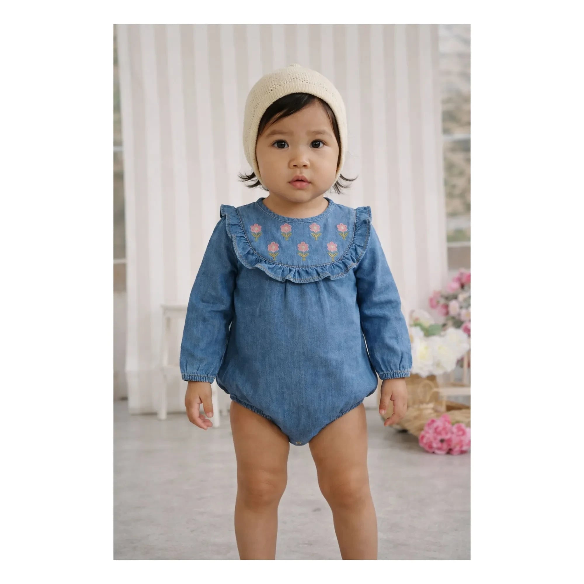 Lililotte - Berenice Tencel Bio-Baumwolle bestickter Overall | Denimblau