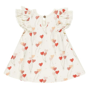 Quincy Mae - Kleid mit Herzmuster | Elfenbein