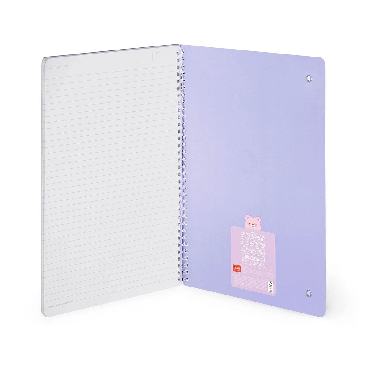 Legami - A4 Çizgili Defter, Resimli Sert Kapaklı - Oyuncak Ayı - Not Defteri - Spiralli