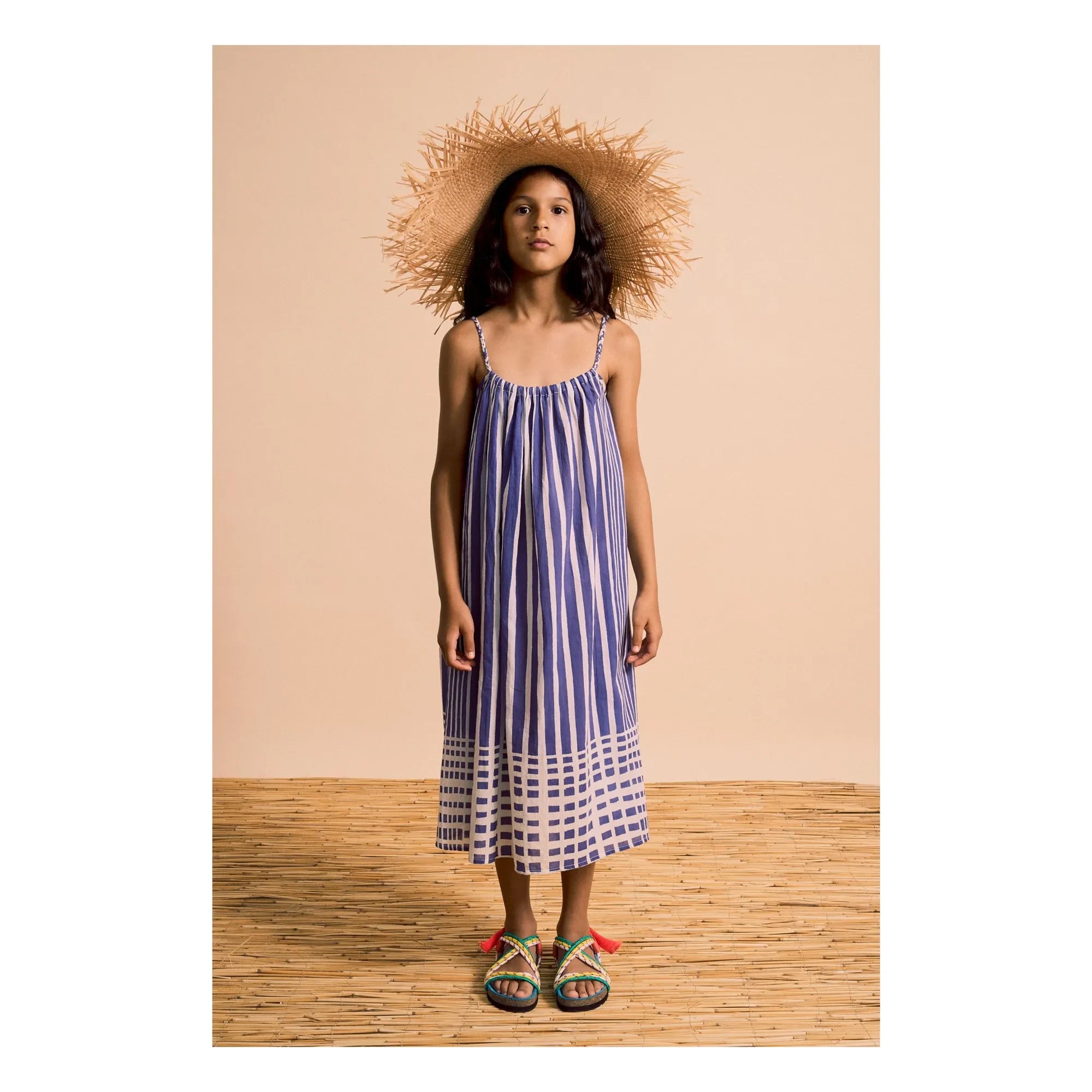 Maison Mangostan – Gestreiftes Kleid | Blau