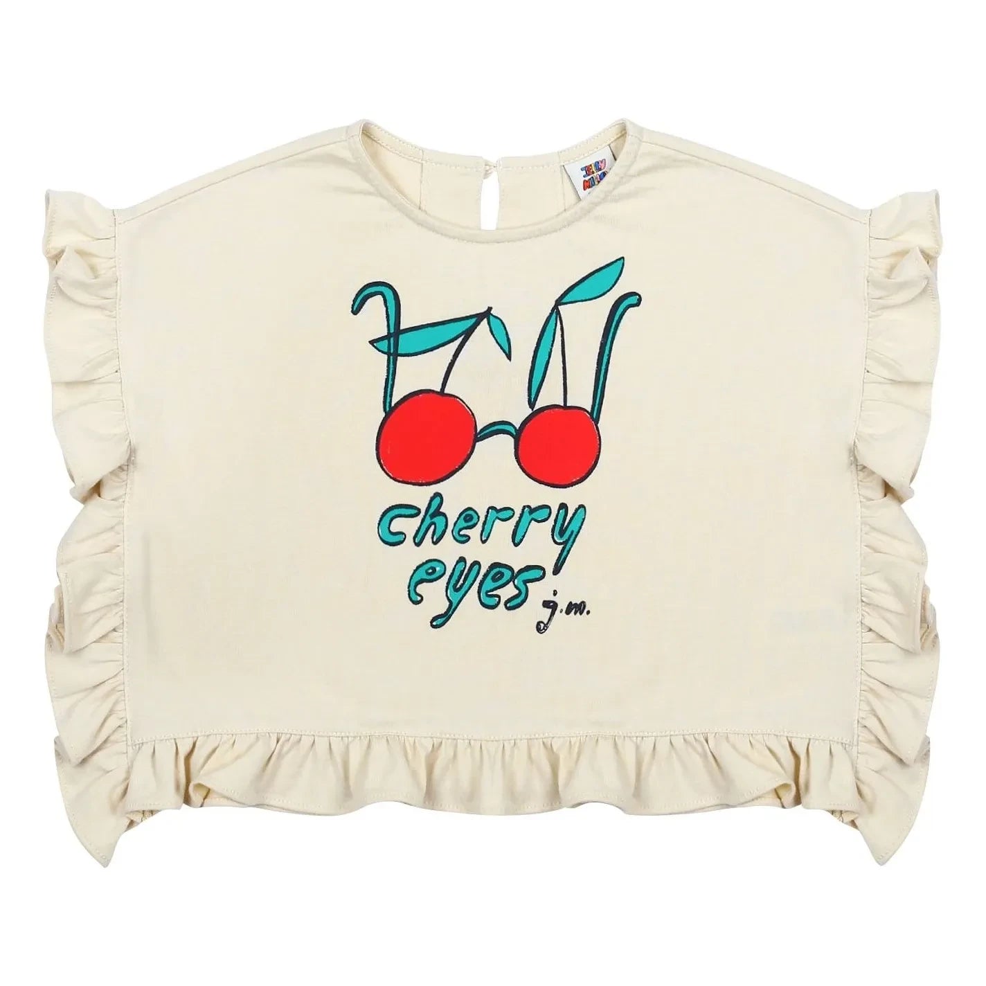 Jelly Mallow - Kirsche Augen Rüschen T-Shirt | Elfenbein