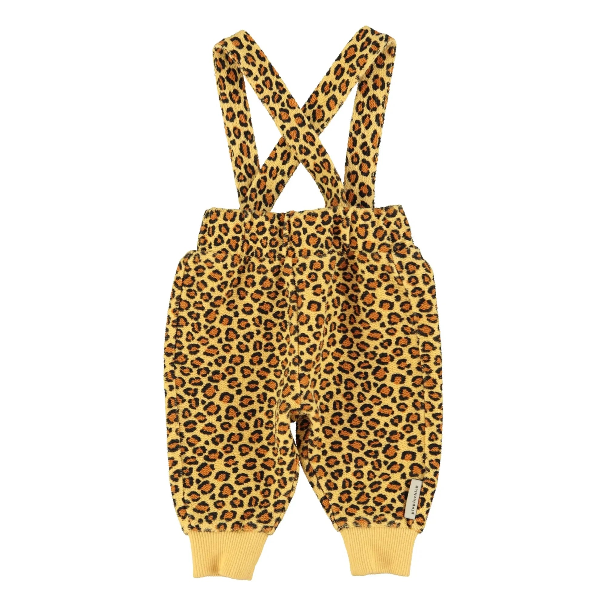 Piupiuchick - Leopard Latzhose Bio-Baumwollfleece | Senf