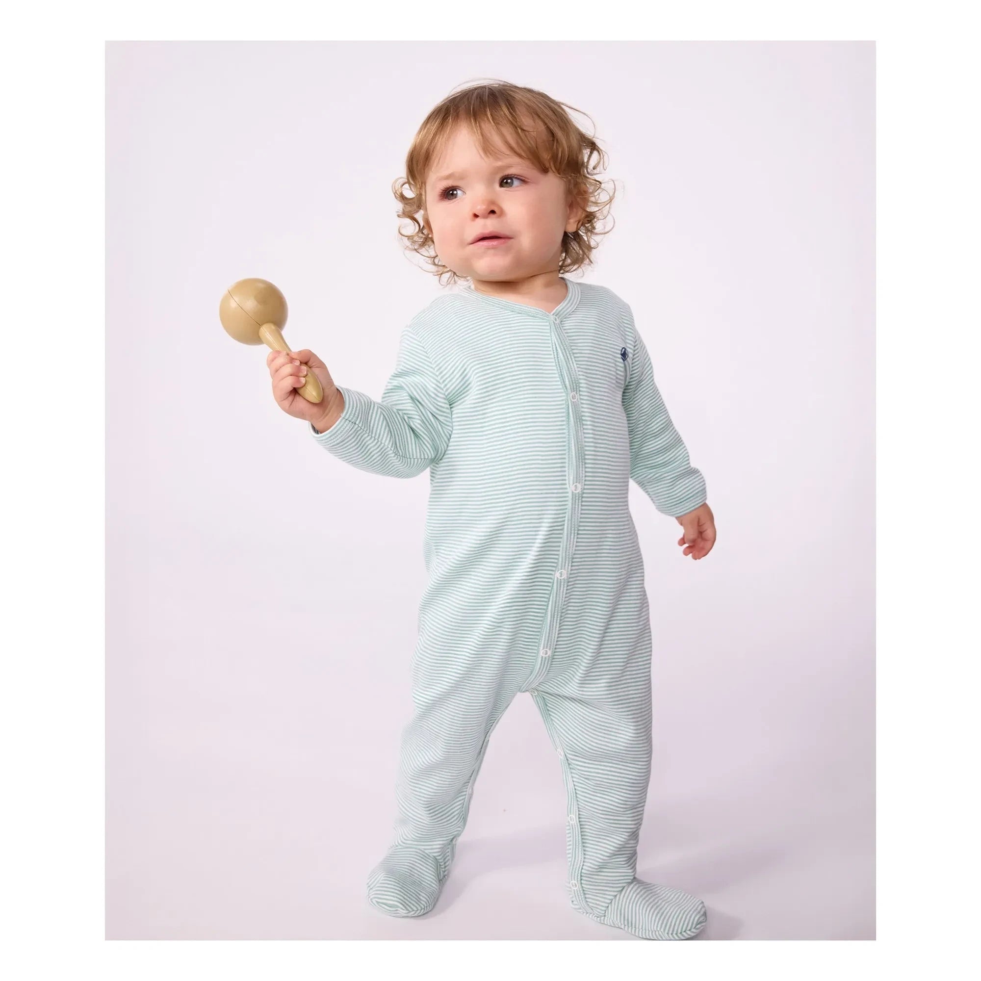 Petit Bateau - Pyjamas Dors Bien Çizgili Milleraies Organik Pamuk | Yeşil