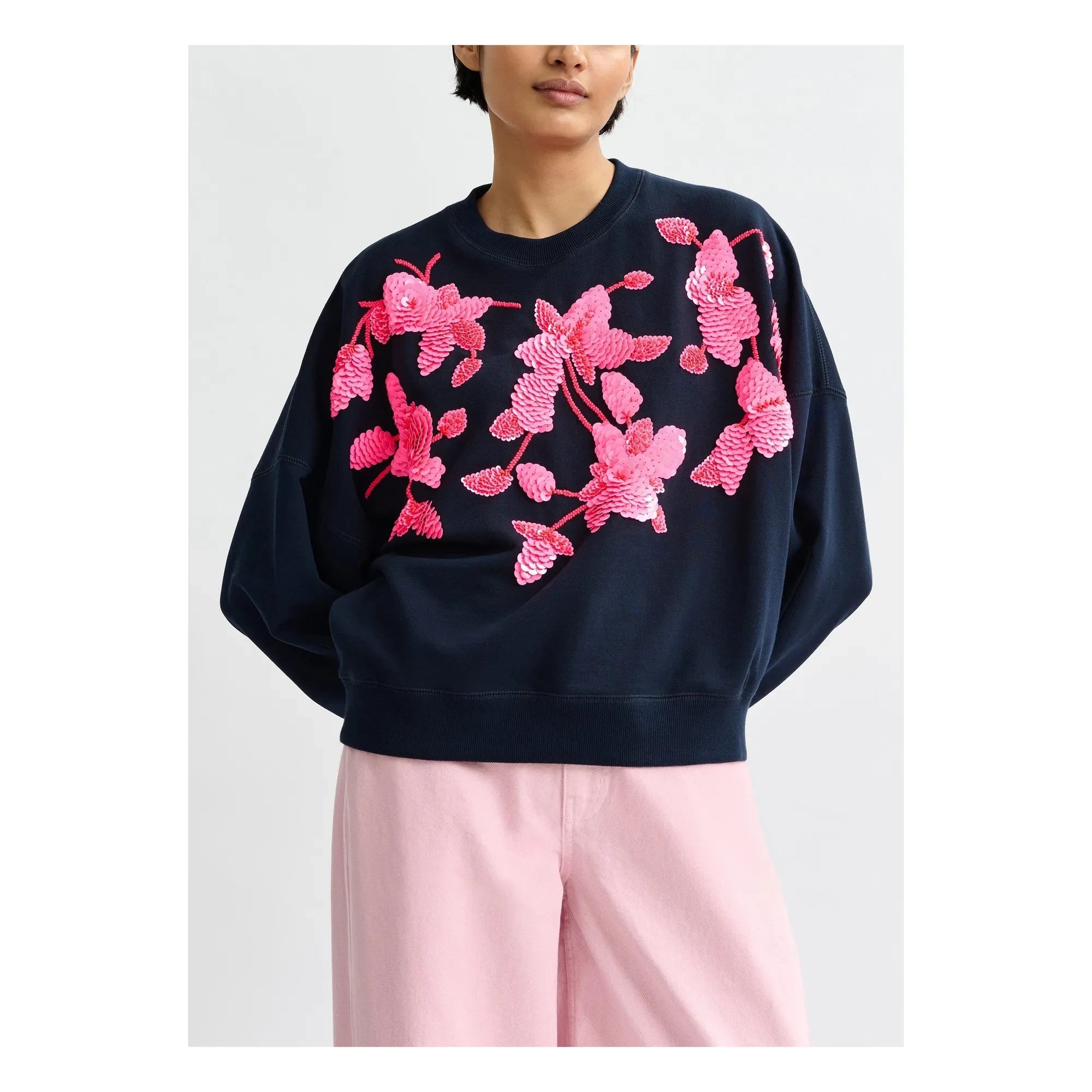 Essentiel Antwerp - Sweatshirt mit Rundhalsausschnitt und Stickerei | Marineblau