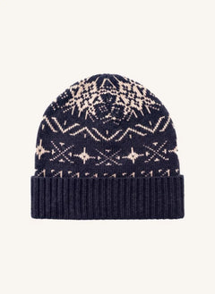 Hundred Pieces - Timber Jacquard Merinowolle Mütze | Dunkelblau