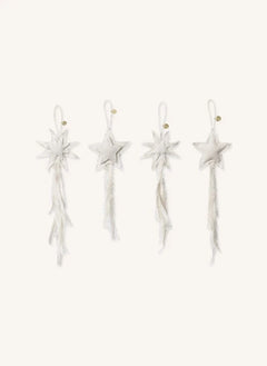 Ferm Living - Vela Star Baumwollbaumdekorationen - 4er Set | Weiß