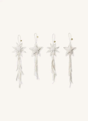 Ferm Living - Vela Star Baumwollbaumdekorationen - 4er Set | Weiß