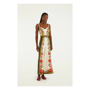 Farm Rio - Wonder Rio Leinen Jumpsuit | Ecru