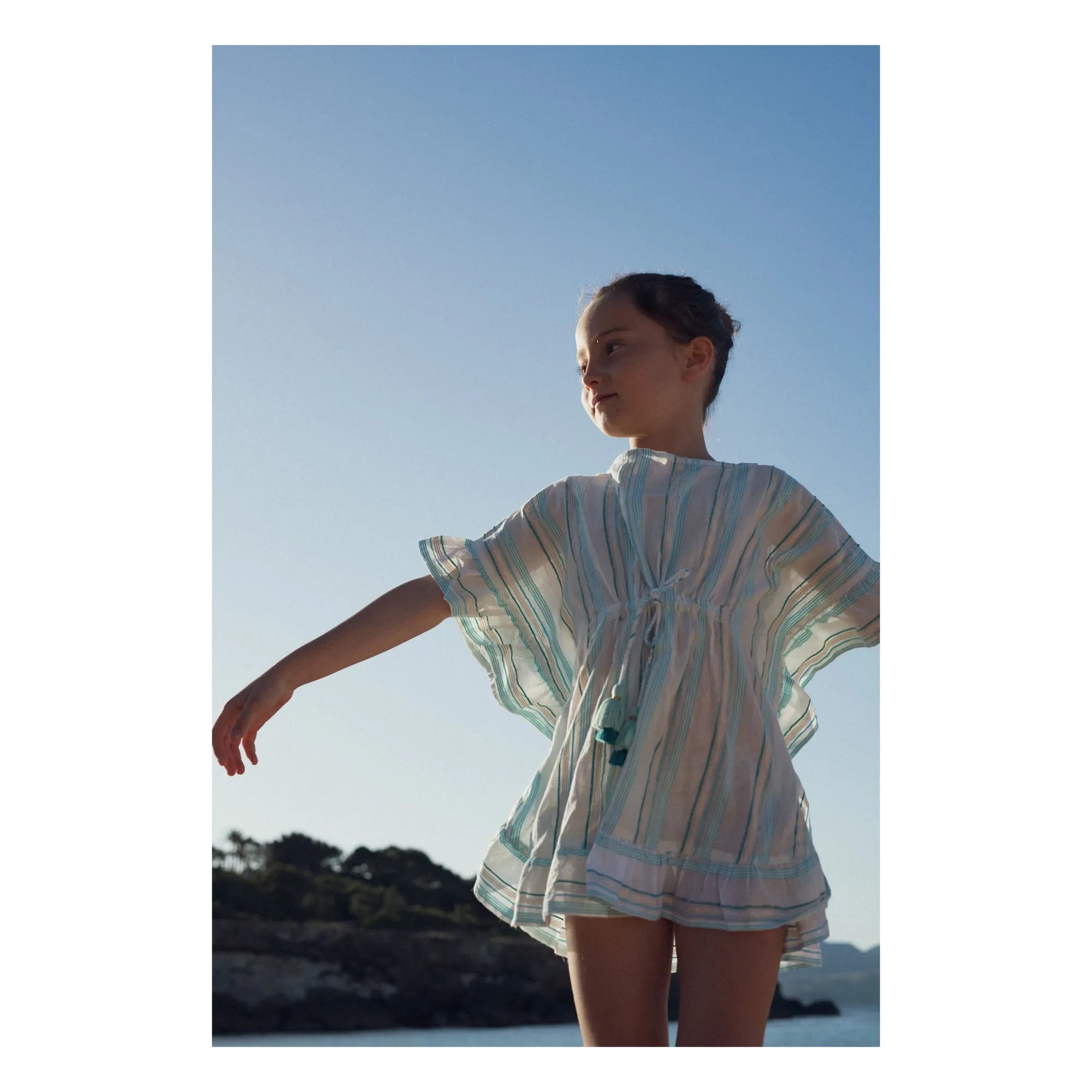 Lison Paris - Gestreifter Kaftan Bahia Metallic | Blau