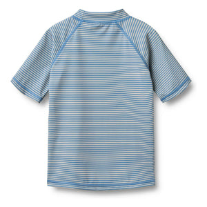 Wheat - Jackie UV-beständiges Schwimm-T-Shirt mit Streifen aus recycelten Fasern | Hellblau