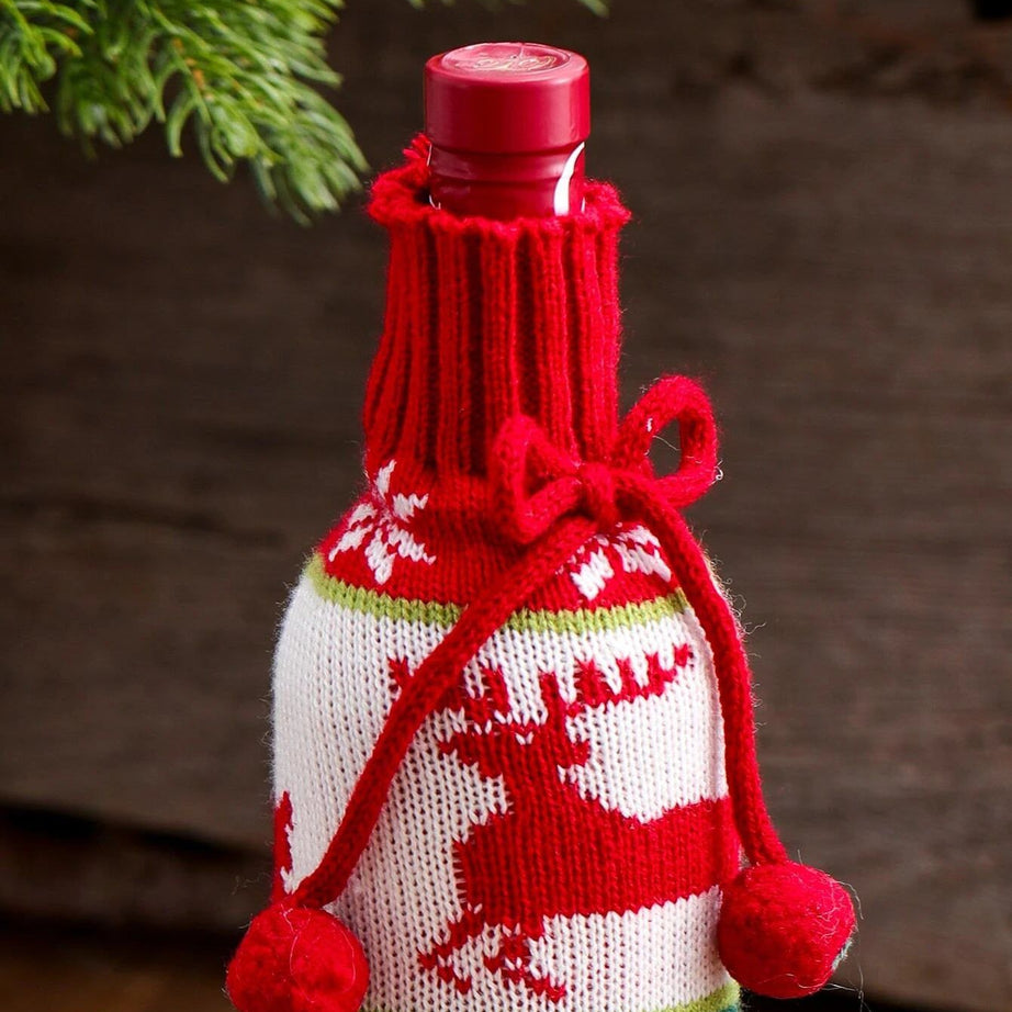 Dinossi - Yılbaşı Triko Özel Tasarım Şarap Şişesi Elbisesi-Dinossi