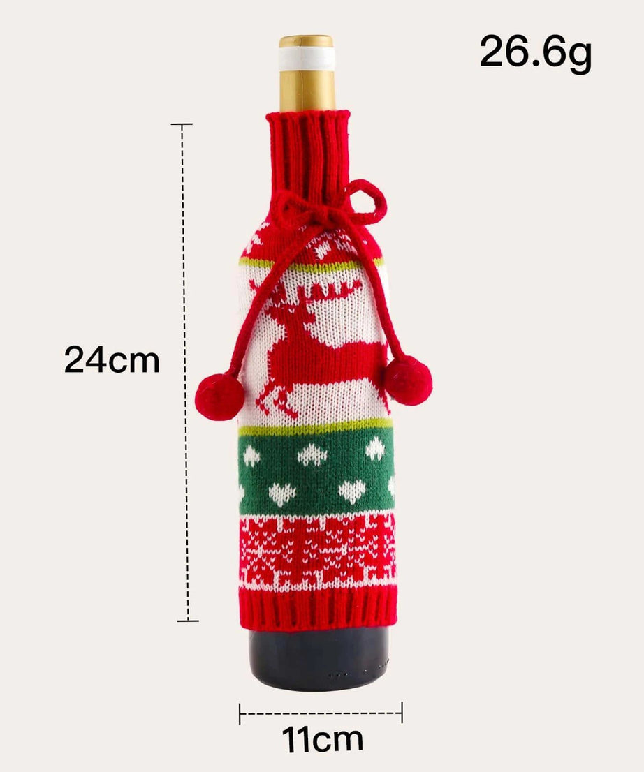Dinossi - Yılbaşı Triko Özel Tasarım Şarap Şişesi Elbisesi-Dinossi