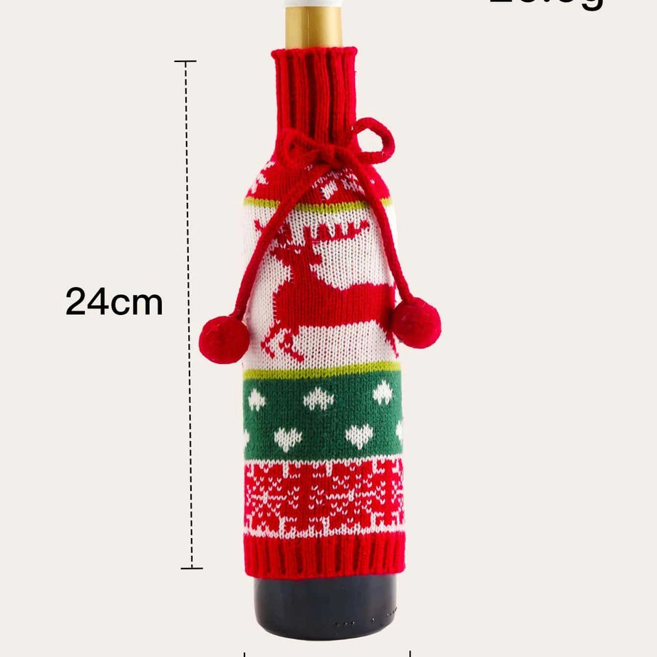 Dinossi - Yılbaşı Triko Özel Tasarım Şarap Şişesi Elbisesi-Dinossi