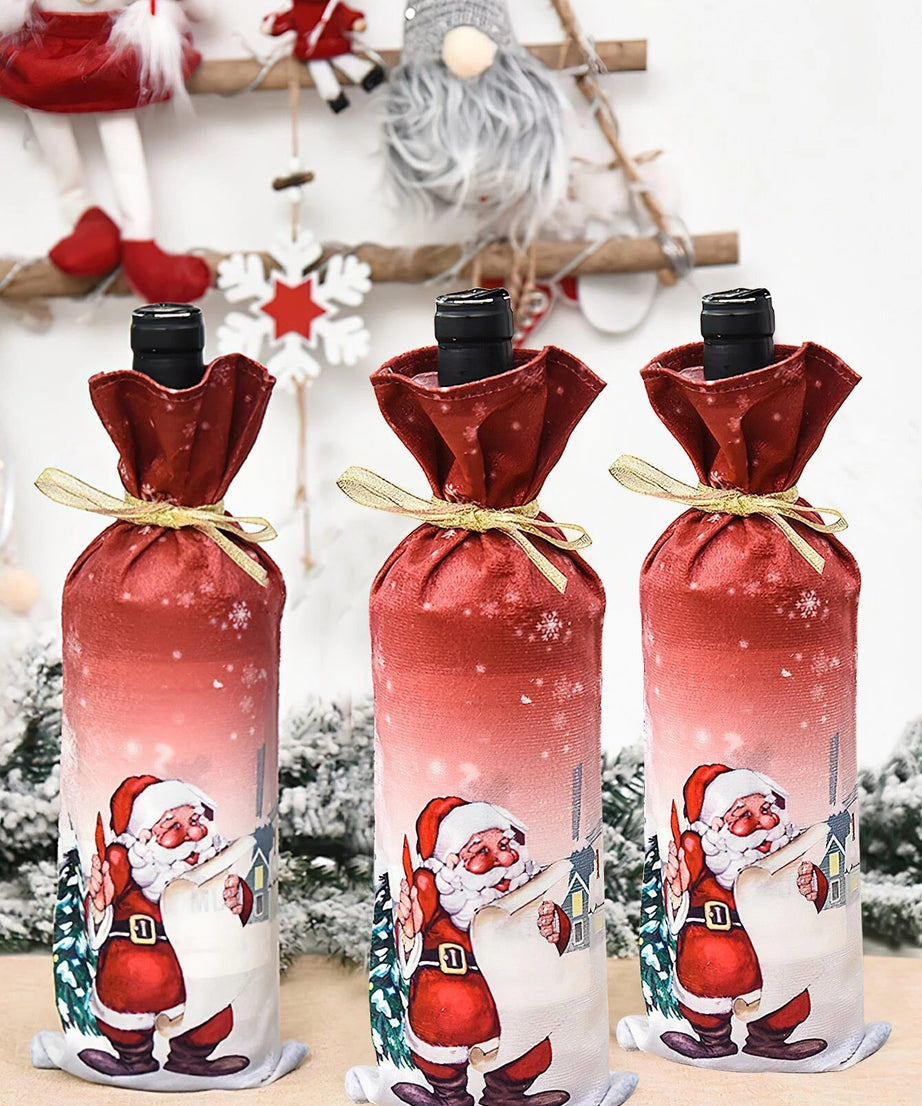 Dinossi - Yılbaşı Noel Baba Şarap Şişesi Giydirme Elbisesi-Dinossi