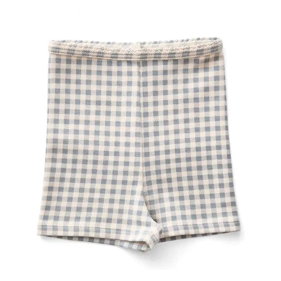 Soor Ploom - Organische Baumwoll-Vichy-Shorts | Eisblau