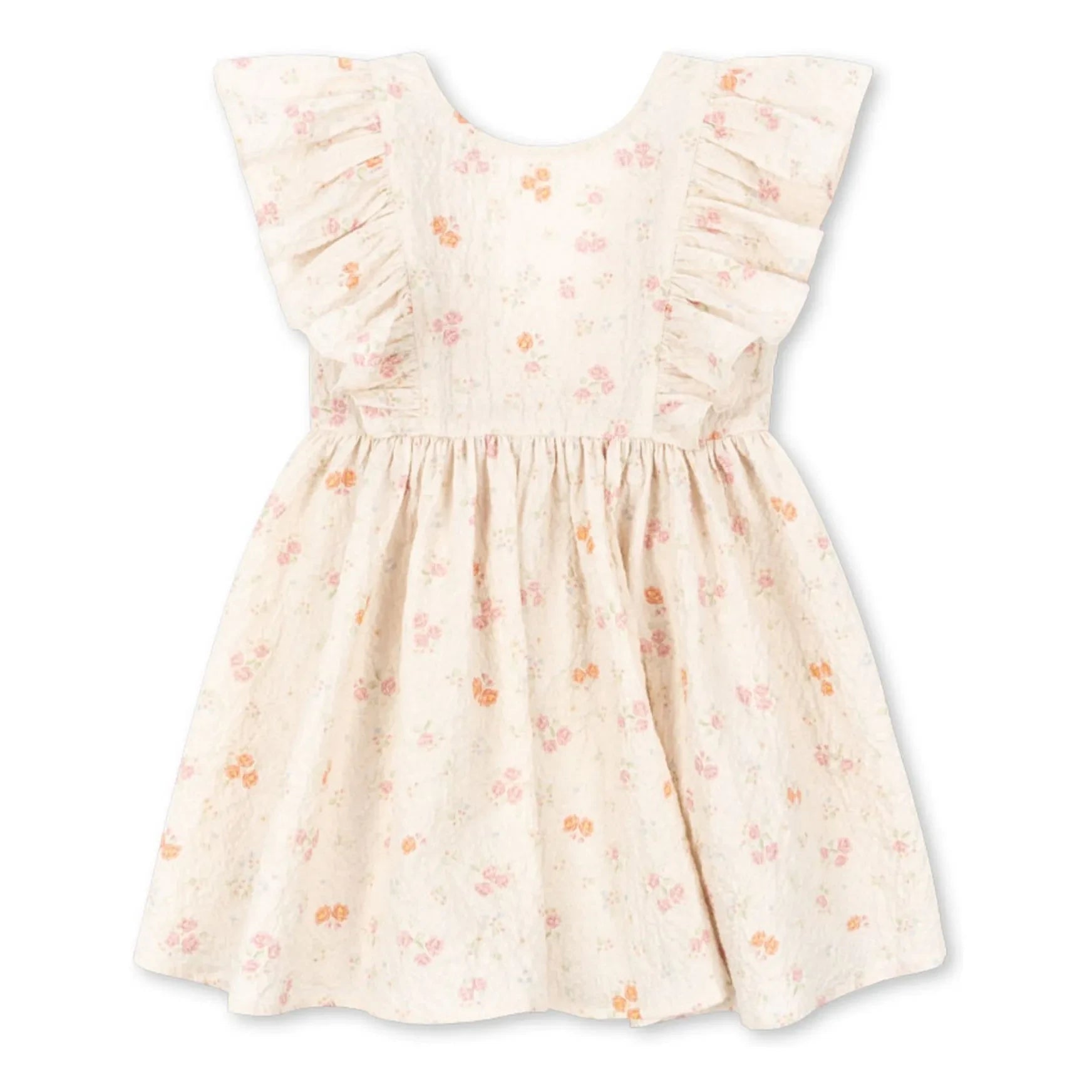 Konges Sløjd - Elin Fleurie Bio-Baumwollkleid mit Rüschen | Beige