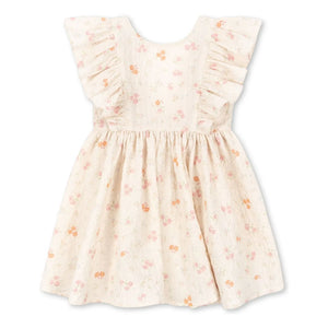 Konges Sløjd - Elin Fleurie Bio-Baumwollkleid mit Rüschen | Beige