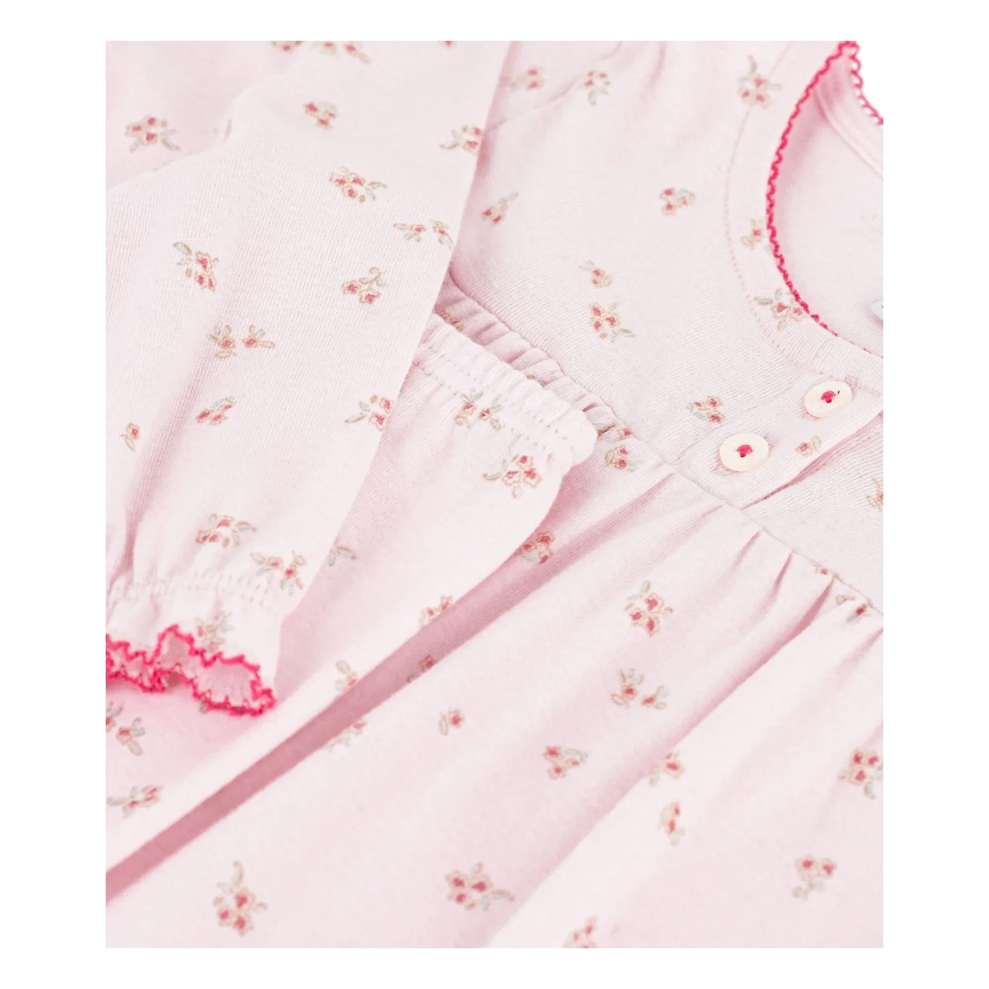 Petit Bateau - Organik pamuklu çiçek desenli pijama | Pembe