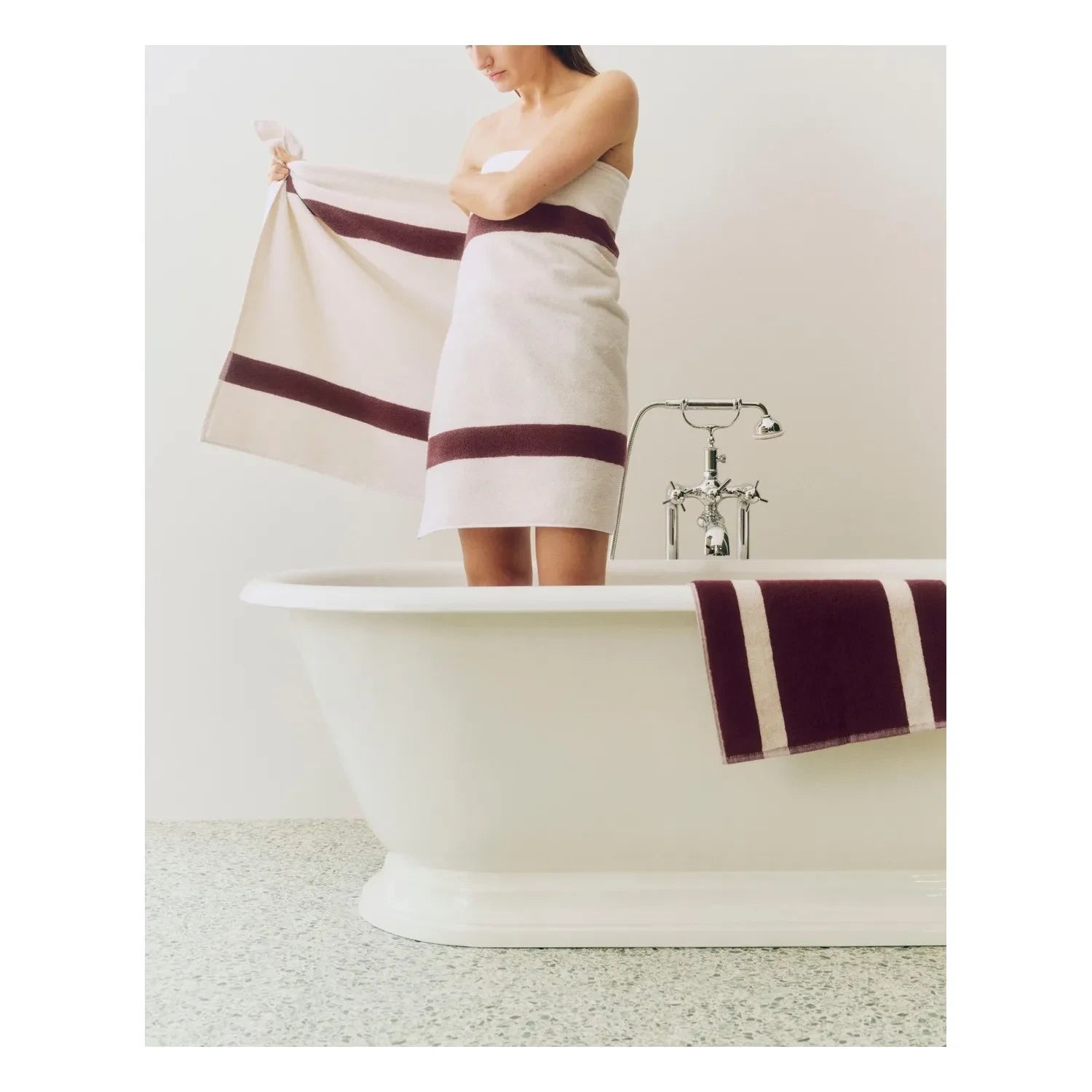 Hay - Çizgili Banyo Havlusu | Bordo