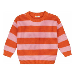Yuki – Gestreifter Pullover aus Bio-Baumwolle | Orange