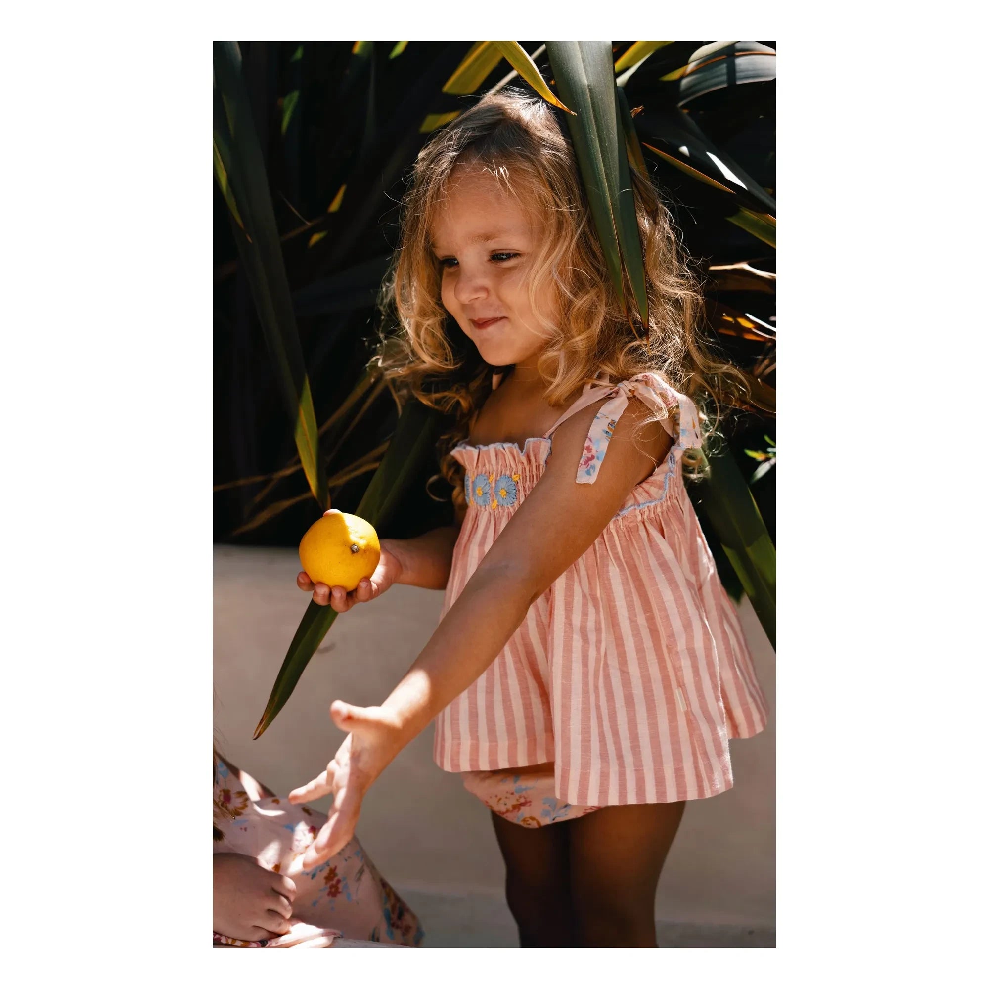 Lilinoa - Besticktes Annette Gestreiftes Oberteil | Puder