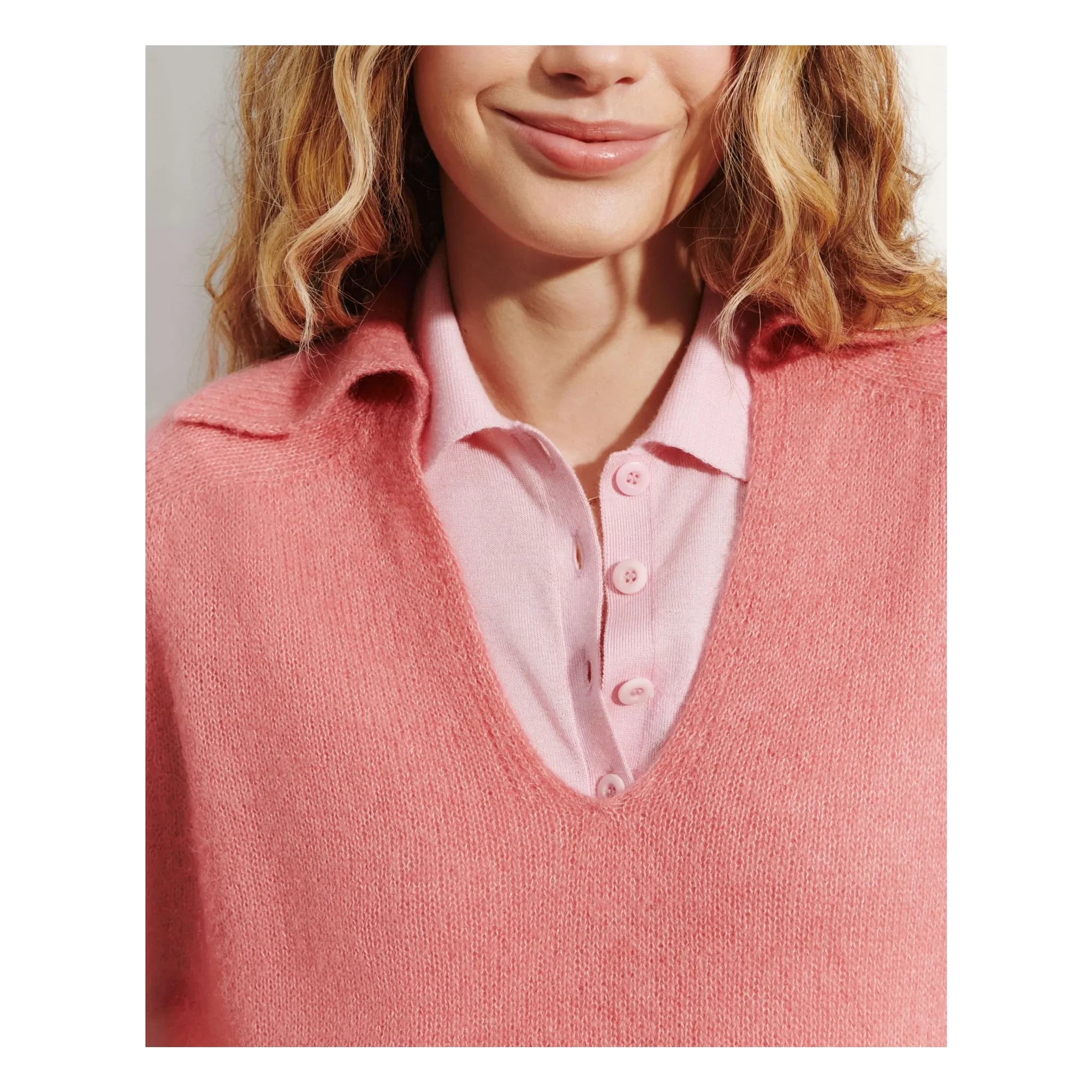 Bompard – Polo-Shirt aus Alpaka, Seide und Kaschmir | Zuckerrosa
